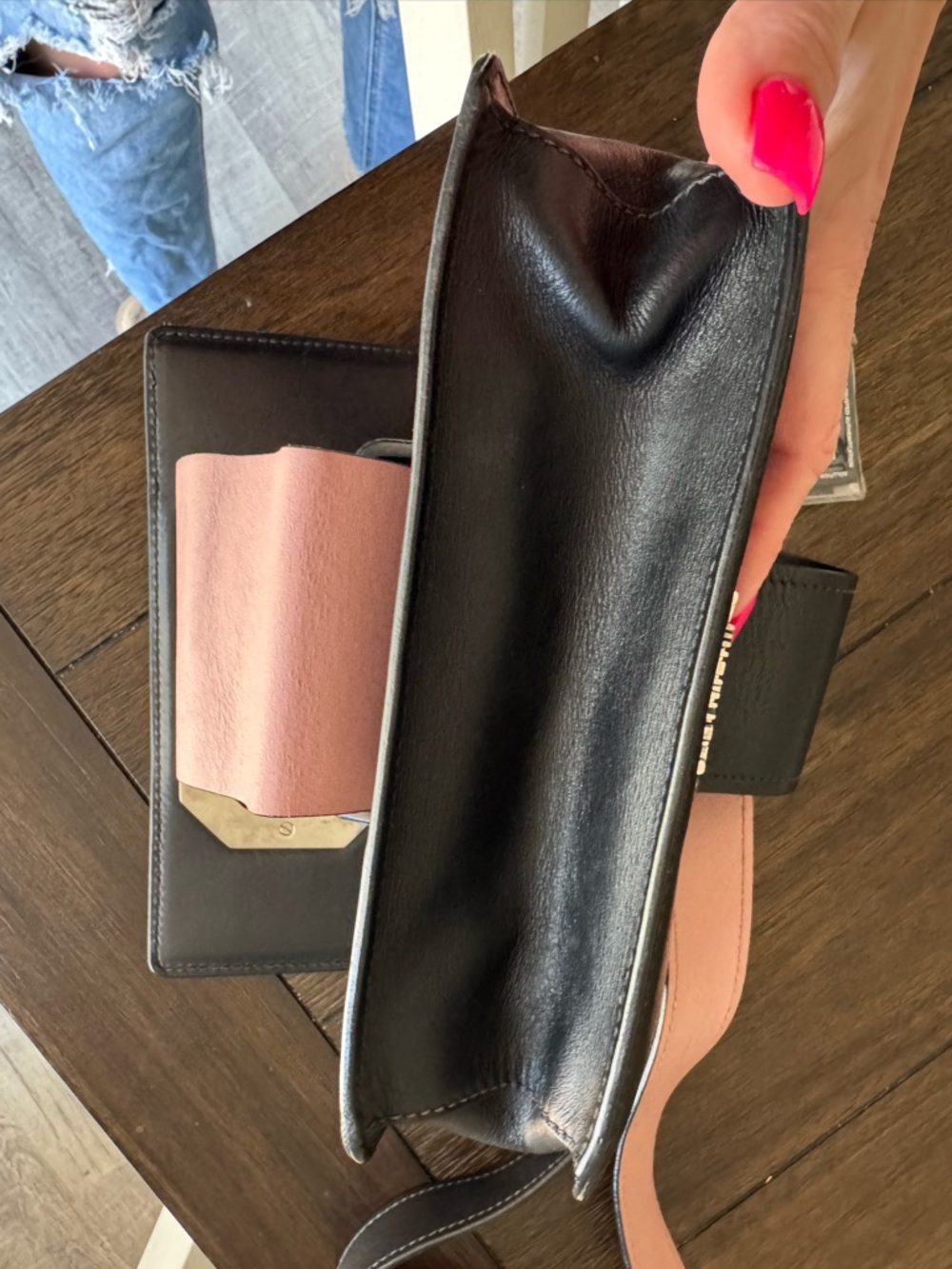 Prada Black Leather Crossbody with Pink Accent Hardware and Strap - Picture 4 of 5